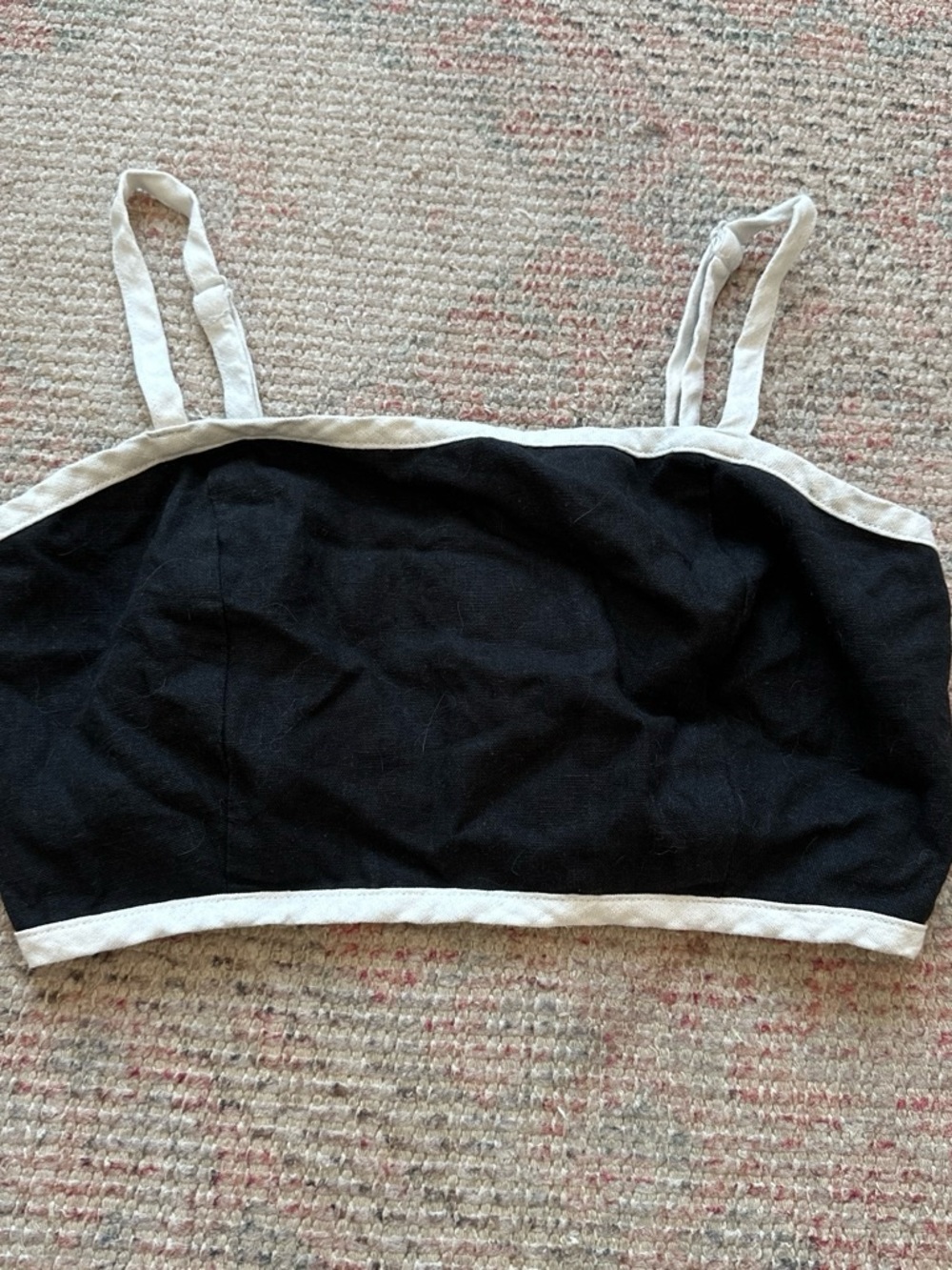 House of Harlow Black & White Linen Blend Crop Tank size Small